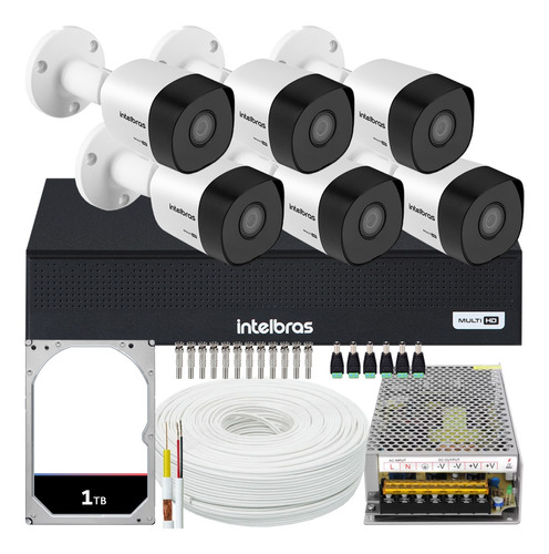 Kit Cftv 6 Cameras Segurança Intelbras Residencial 1tb 10a