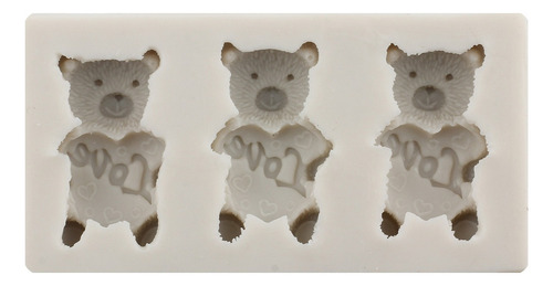 4pcs Molde De Silicona Oso Fondant Chocolate Pasta Resina Color Gris