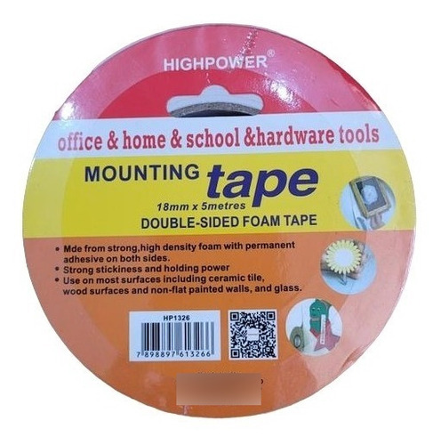 Cinta Bifaz Mounting Tape Doble Faz Espumosa 18mm 