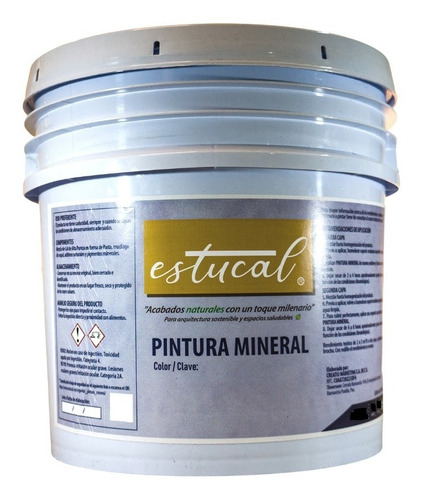 Pintura Mineral Estucal 100% Natural Color Blanco 8 Litros