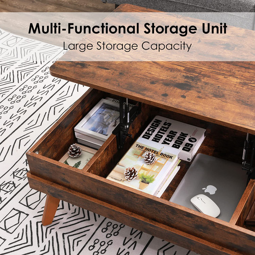 Mesa Auxiliar Elevable Con Compartimento De Almacenamiento