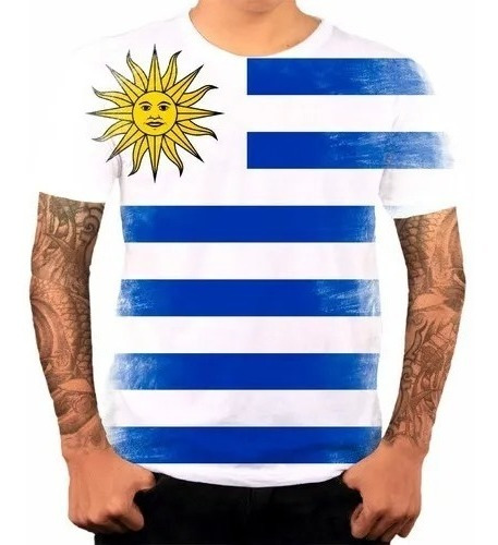 Camiseta Camisa Personalizada Bandeira Uruguai País 2