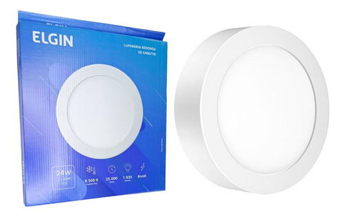 Plafon Led Embutir Elgin Redondo 24w. 6500k. Bivolt Branco