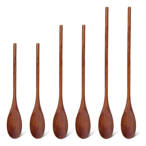 Hansgo 6pcs De Mango De Largo Cucharas De Madera, Cucharadas