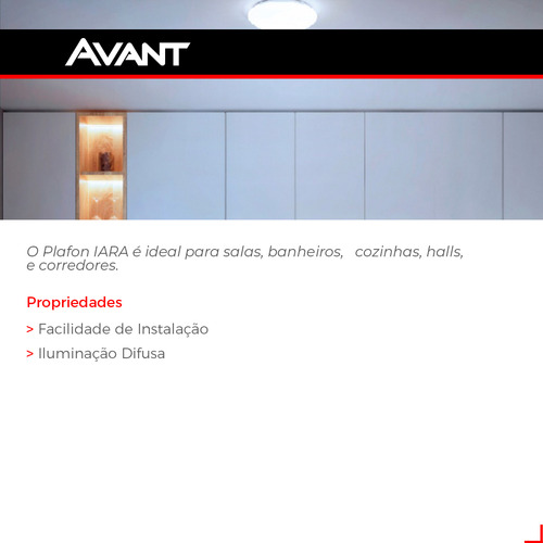 Lampada Led Plafon Iara 16w 1440lm 6500k Bivolt Avant Estrutura Branco 110V/220V (Bivolt)