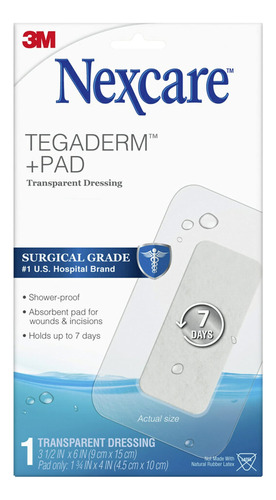 Nexcare Tegaderm - Apósito Transparente Con Almohadilla, Pel