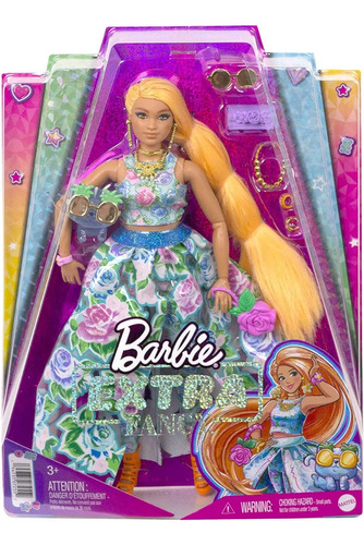 Muñeca Barbie Extra Fancy Curvy Shape Orange Hair Floral Gow