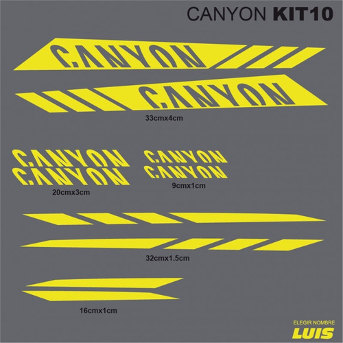 Canyon Kit10 Sticker Calcomania Para Cuadro De Bicicleta