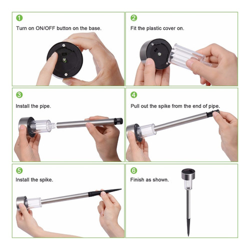 Luz Led Solar De 5 Farolas Para Exteriores, Acero Inoxidable