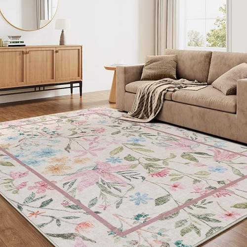 150x210cm Alfombras Rosa Tapete Para Sala Floral Decorativo Ancho 1.5 M Diseño De La Tela Floreado Largo 2.1 M