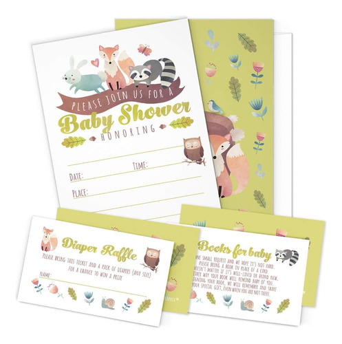 Un Juego De 25 Invitaciones Baby Shower De Animales Del...