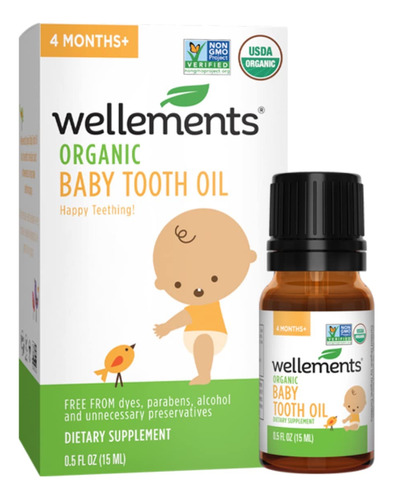 Wellements - Aceite Orgánico Para Dentición De Bebés, 15 Ml