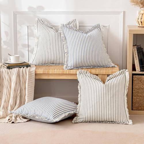 Funda De Almohada Gris Miulee Pack De 2 De 18x18 Pulgadas Co