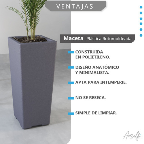 Maceta Plástica Rotomoldeada Piramidal N 55 Moderna Amalfi