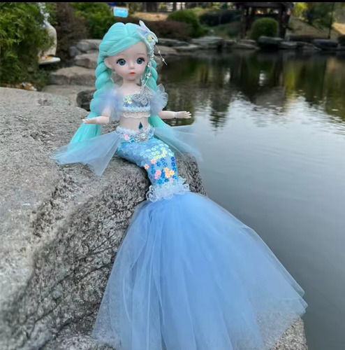 Linda Boneca Articulada Sereia Princesa 45 Cm Kawaii