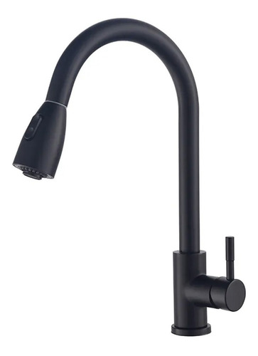 Griferia Cocina Negra Canilla Extensible Pico Curvo Bronce Color Negro