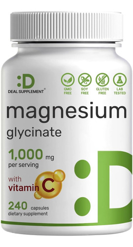 Glicinato De Magnesio 750 Mg + Vitamina C Calambres 200 Cap
