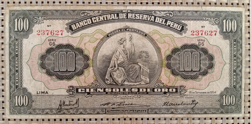 Peru Billete 100 Soles 1954