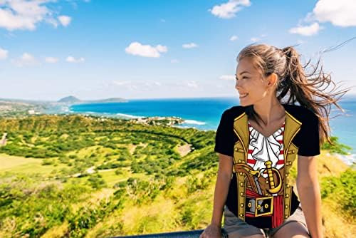 Kyku, Disfraz De Pirata Negro, Camiseta De Mujer, Divertido