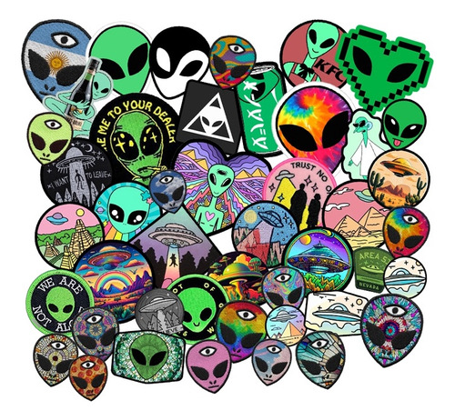 Stickers De Aliens Y Ovnis X 12 A Elección Vinilo