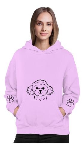 Poleron Estampado Perro Dog Poodle Moda Mujer