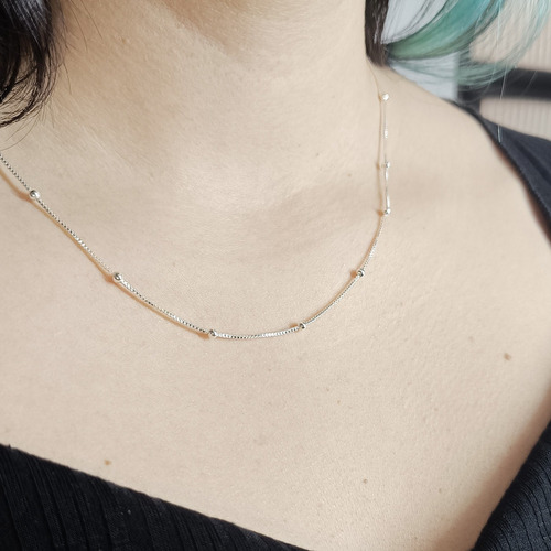 Conjunto Pulseira Colar Prata 925 Kit Bolinhas Legítimas Elo Cor Prata 925 Legítima Diâmetro 45 cm