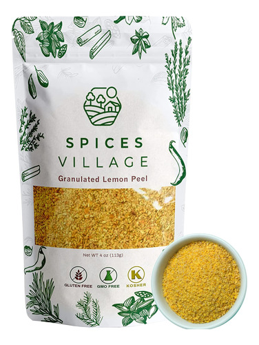 Spices Village Granulos De Cascara De Limon Seco (4 Onzas) -