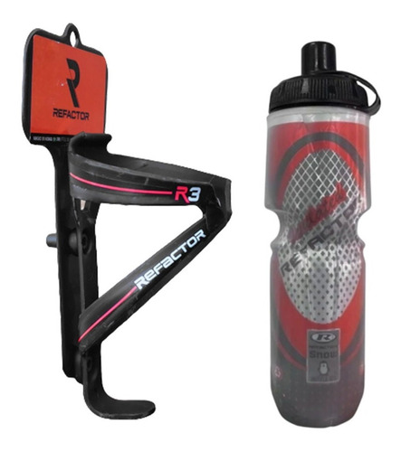 Suporte + Garrafa 710ml Termica Bike Refactor R3 - Vermelho