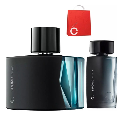 Perfume Kromo Black 90ml + Mini 10 Ml + Bolsa Regalo Ésika 
