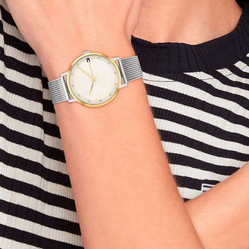 Reloj Tommy Hilfiger Mujer Pippa 1782667 Color de la malla Plateado Color del bisel Dorado Color del fondo Beige