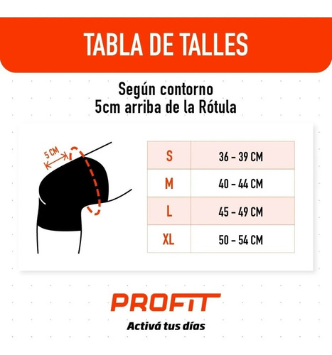 Imagen 2 de 5 de Rodillera Deportiva Profit Compresion Fitness Meniscos Ctas