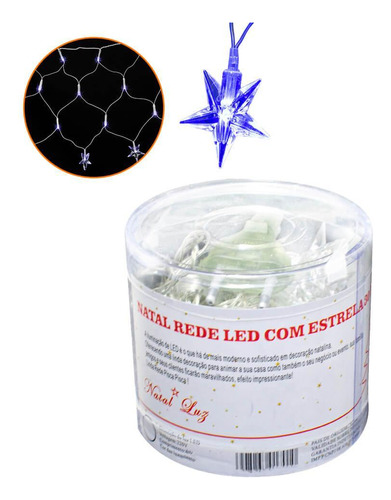 Pisca Pisca De Natal Rede Estrela Led Azul 120 Lâmpadas 127v