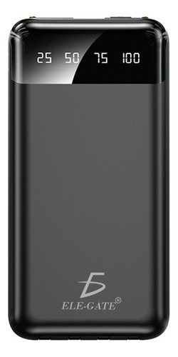 Power Bank 10000mah Batería Portátil Pantalla Led 3 Entradas Color Negro Ele-Gate