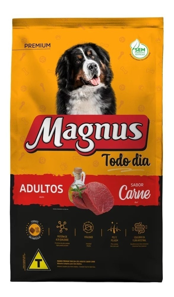 Alimento Magnus Premium Todo Dia para cachorro adulto de raça média e grande sabor carne em sacola de 15kg
