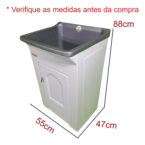 Tanque Com Armário Em Plástico Abs 34l Área Externa Sifão