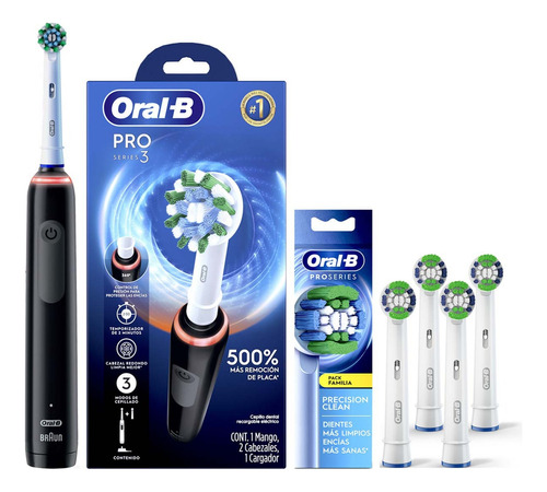Oral-B PRO Series 3 cepillo de dientes eléctrico con 4 repuestos precision clean