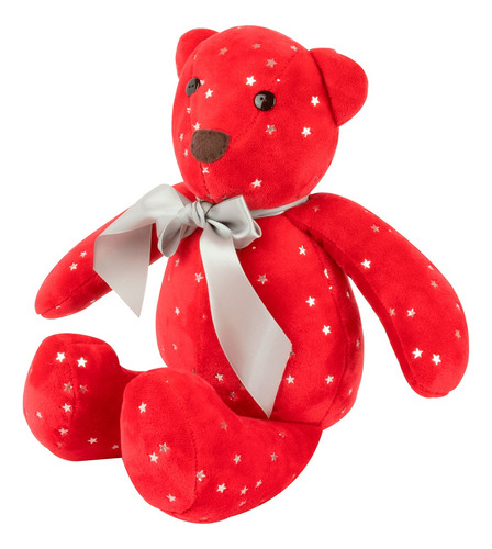 Decoración Navidad Oso De Tela De Felpa Adorno Navideño 80cm Color Rojo