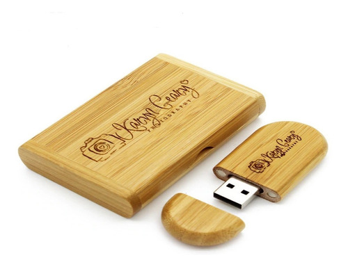 Pen Drive De Madeira Personalizado 16 Gb  Gravamos Logo/nome