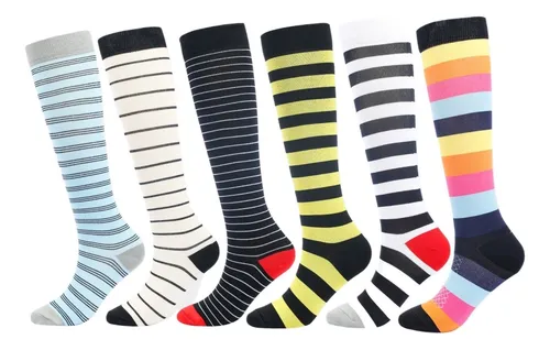 6 Pares De Rayas Presión Running Calcetines, T