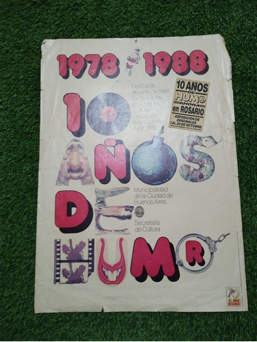 Viejo Poster Publicitario Revista Humor 10 Años