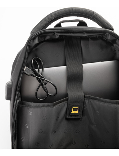 Mochila Porta Notebook Urbana Travel Blue Mid City Color Gris Diseño De La Tela Liso