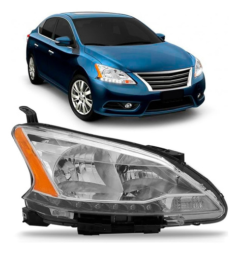 Farol Sentra 2014 2015 2016 Cromado Com Led