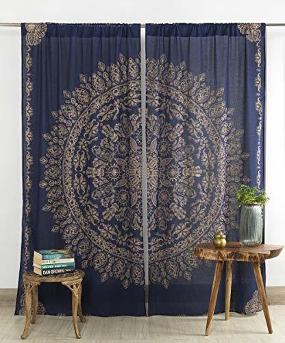 Indio Hippie Mandala Bohemio Hermoso Azul Dorado Ventana Cor