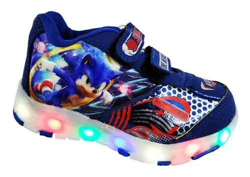 Tenis Niño Sonic Luces Led Velcro Pegote The Hedgehog Niños