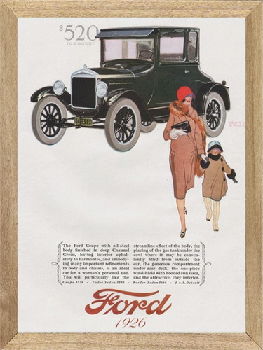 Ford Coupe 1926 Cuadro Poster Cartel Publicidad K220