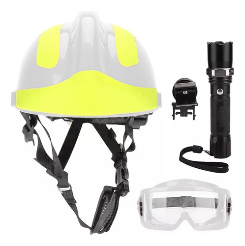 Casco Blanco Rescate Bombero Seguridad Lampara Goggles