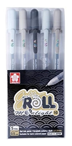 Set 5 Lapices Gel Grises Sakura Gelly Roll Moonlight