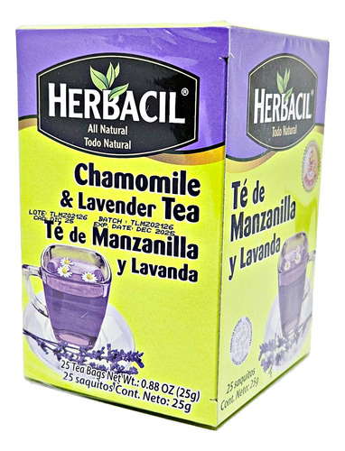 Té De Manzanilla Y Lavanda Herbacil 25 Sobres