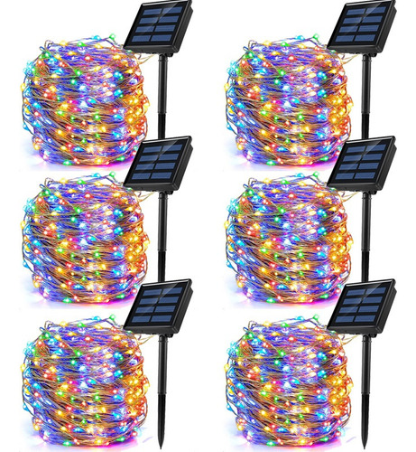 6 Unidades De 30 M Cada Cadena De Luces Solares 8 Modos De D