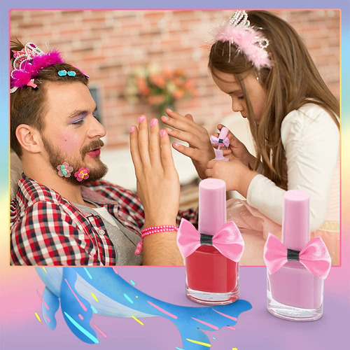 Kit De Maquillaje Lavable Para Niñas Sirena Y Princesa